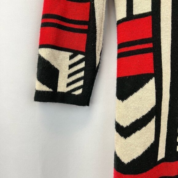 T/O Womens Sweater Dress Multicolor Geometric Stretch Knee Length Sleeve S - Picture 9 of 11